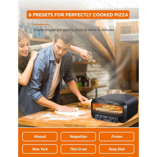 Commercial Chef Indoor Electric Pizza Oven, 1800W Countertop Oven with 0.7 cu. ft. Capacity - CHPOV14B