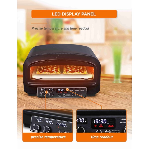 Commercial Chef Indoor Electric Pizza Oven, 1800W Countertop Oven with 0.7 cu. ft. Capacity - CHPOV14B