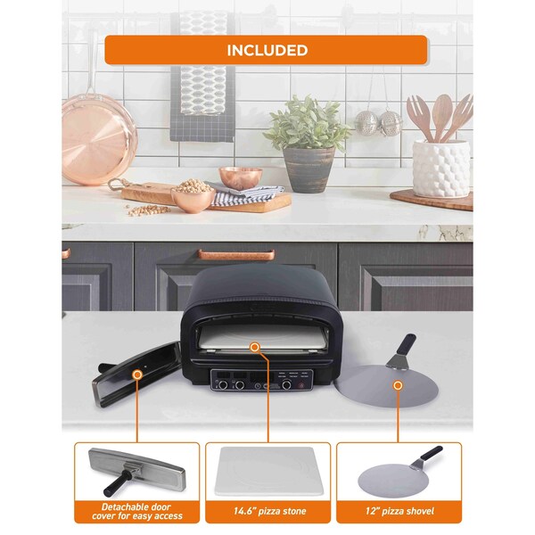 Commercial Chef Indoor Electric Pizza Oven, 1800W Countertop Oven with 0.7 cu. ft. Capacity - CHPOV14B