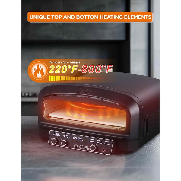 Commercial Chef Indoor Electric Pizza Oven, 1800W Countertop Oven with 0.7 cu. ft. Capacity - CHPOV14B