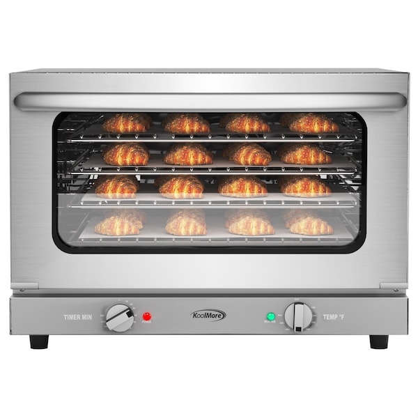 Koolmore 23 in. Countertop Convection Oven for Half-Size Pans with 4 Racks 1600W of Power in Stainless-Steel - KM-CTCO-15