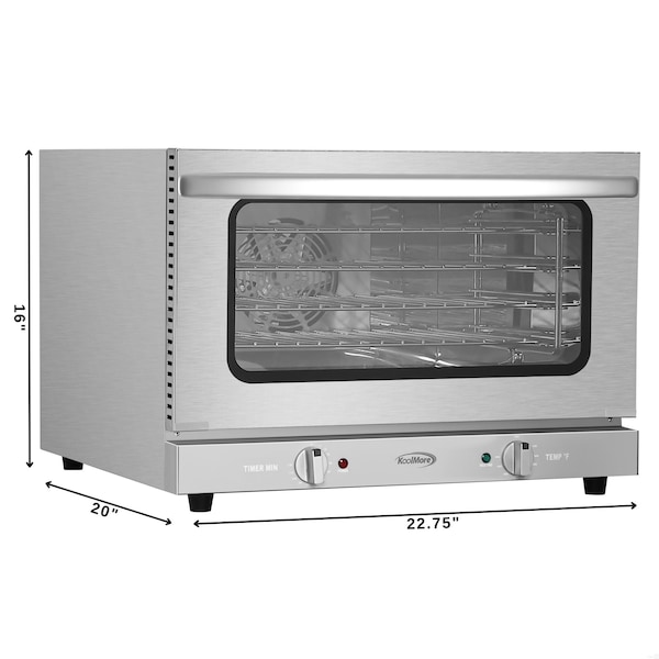 Koolmore 23 in. Countertop Convection Oven for Half-Size Pans with 4 Racks 1600W of Power in Stainless-Steel - KM-CTCO-15