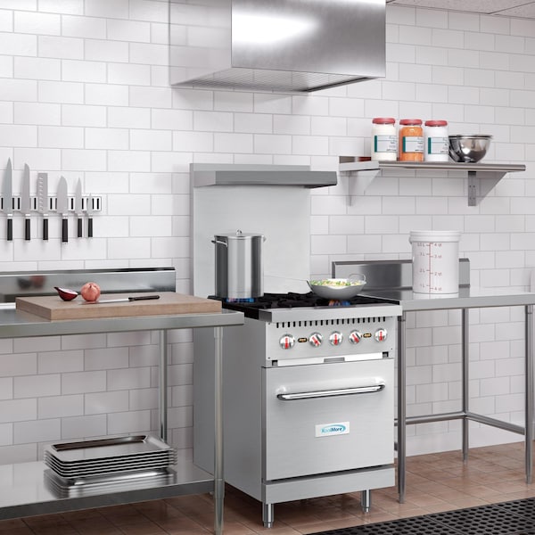 Koolmore 24 in. 4 Burner Commercial Natural Gas Range with Oven in Stainless-Steel - KM-CR24-NG