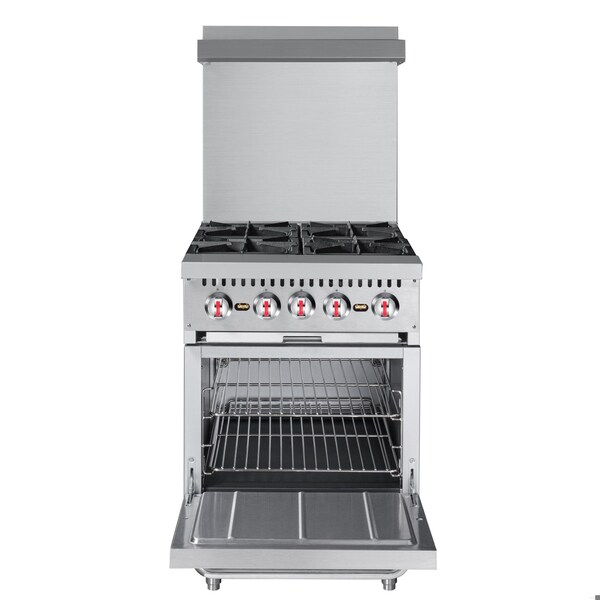 Koolmore 24 in. 4 Burner Commercial Liquid Propane Range with Oven in Stainless-Steel - KM-CR24-LP
