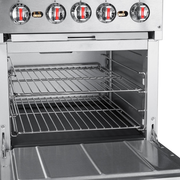 Koolmore 24 in. 4 Burner Commercial Liquid Propane Range with Oven in Stainless-Steel - KM-CR24-LP