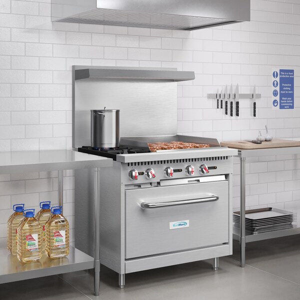 Koolmore 36 in. 2 Burner Commercial Natural Gas Range with 24 in. Griddle in Stainless-Steel - KM-CRG36-NG