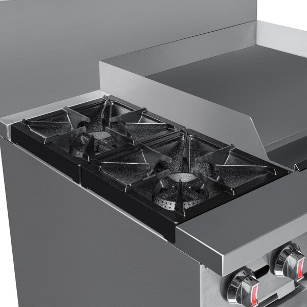 Koolmore 36 in. 2 Burner Commercial Natural Gas Range with 24 in. Griddle in Stainless-Steel - KM-CRG36-NG