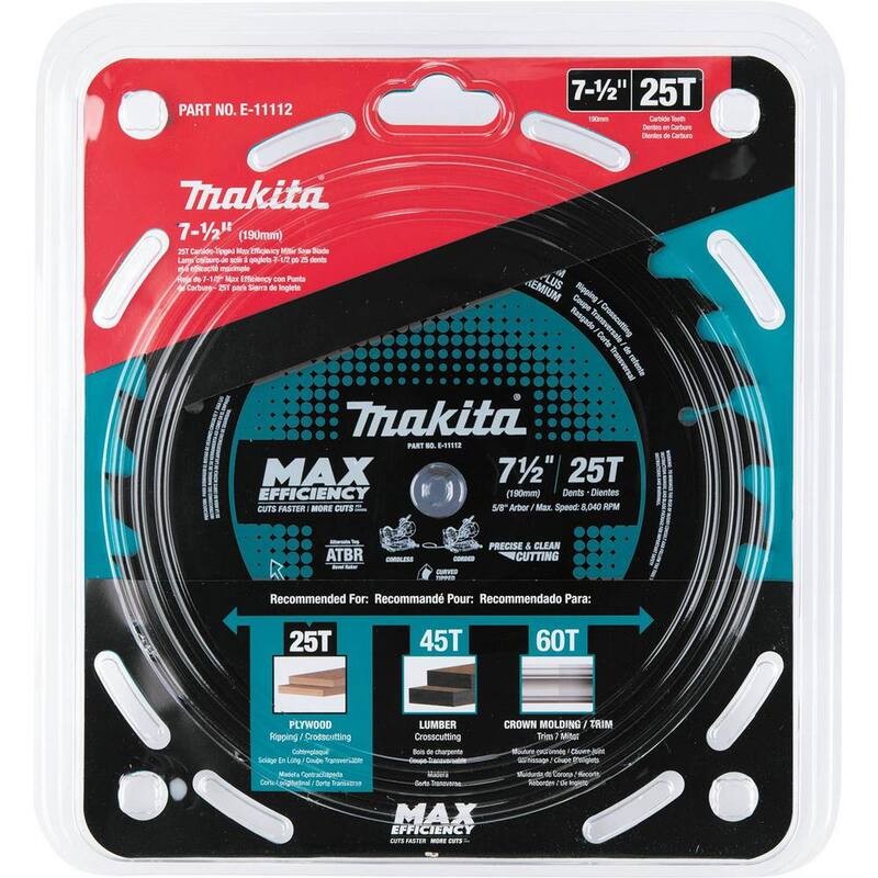 Hoja de sierra ingleteadora de máxima eficiencia de carburo de 7-1/2 pulgadas y 25 dientes - E-11112