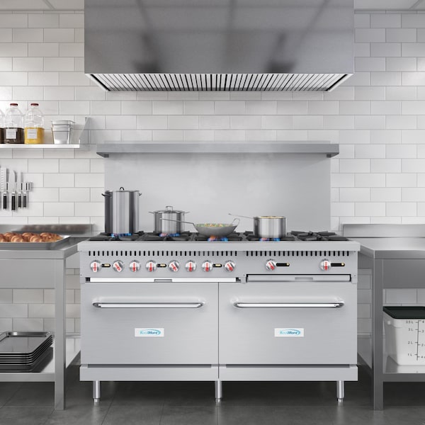 Koolmore 60 in. Commercial 10 Burner Natural Gas Range in Stainless-Steel - KM-CR60-NG