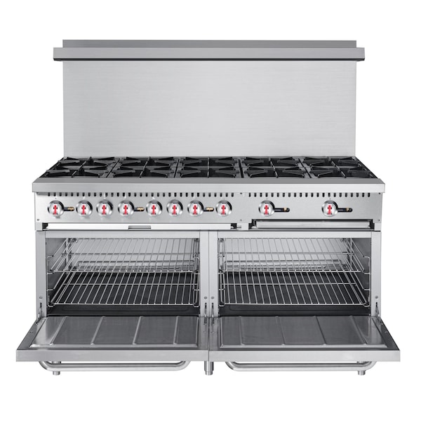Koolmore 60 in. Commercial 10 Burner Natural Gas Range in Stainless-Steel - KM-CR60-NG