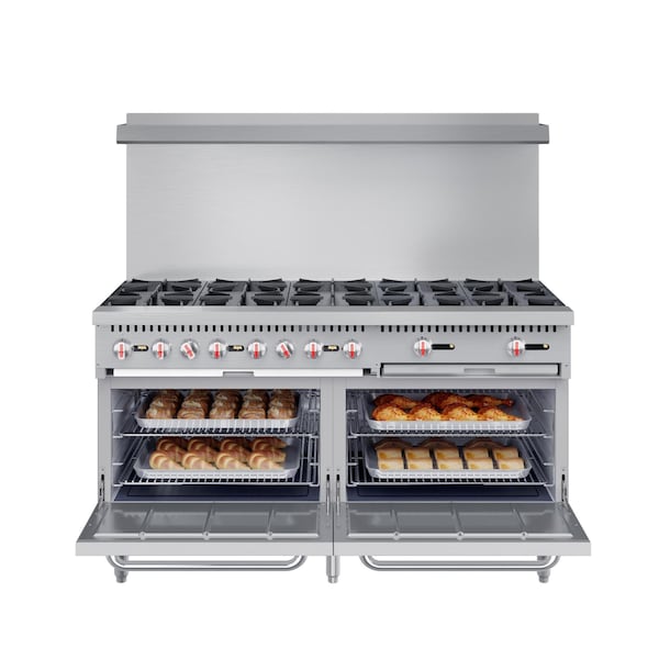 Koolmore 60 in. Commercial 10 Burner Natural Gas Range in Stainless-Steel - KM-CR60-NG