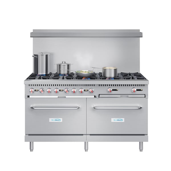 Koolmore 60 in. Commercial 10 Burner Natural Gas Range in Stainless-Steel - KM-CR60-NG