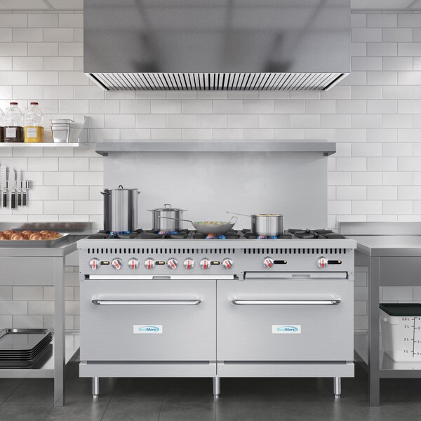 Koolmore 60 in. 10 Burner Commercial LP Range with Oven in Stainless-Steel - KM-CR60-LP