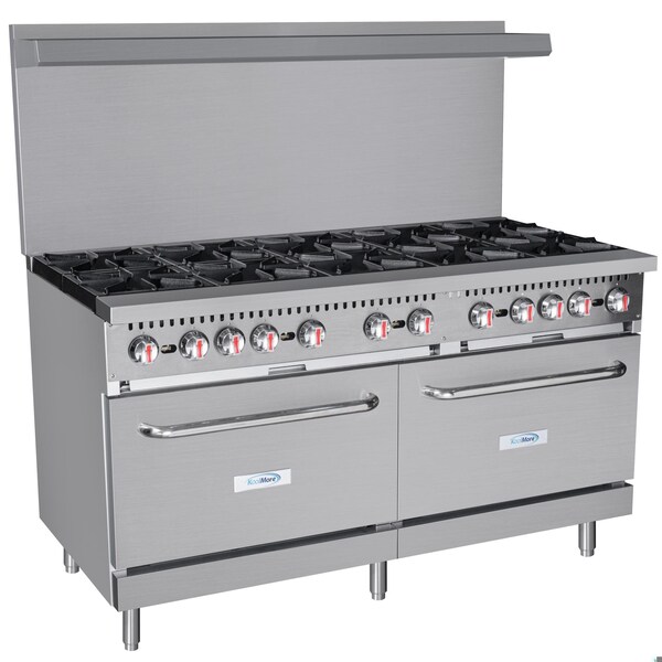 Koolmore 60 in. 10 Burner Commercial LP Range with Oven in Stainless-Steel - KM-CR60-LP