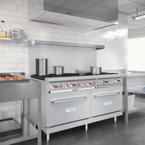 Koolmore 60 in. 10 Burner Commercial LP Range with Oven in Stainless-Steel - KM-CR60-LP