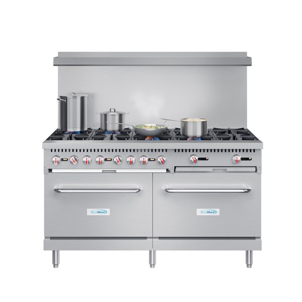 Koolmore 60 in. 10 Burner Commercial LP Range with Oven in Stainless-Steel - KM-CR60-LP