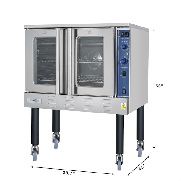 Koolmore 38 in. Full Size Single Deck Commercial LP Convection Oven 54,000 BTU with Casters - KM-CCO54-LPC