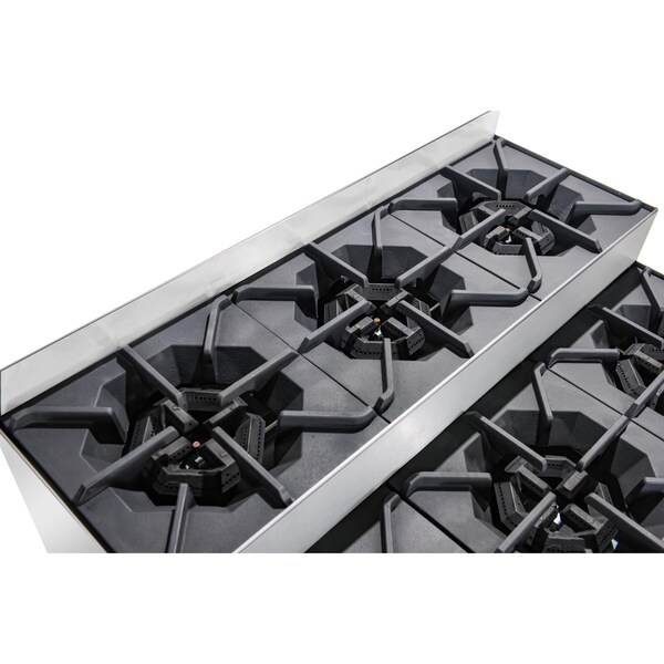 Koolmore 36 in. Commercial Six-Burner Step Up Gas Range, 156000 BTU in Stainless-Steel - KM-CRSU-36