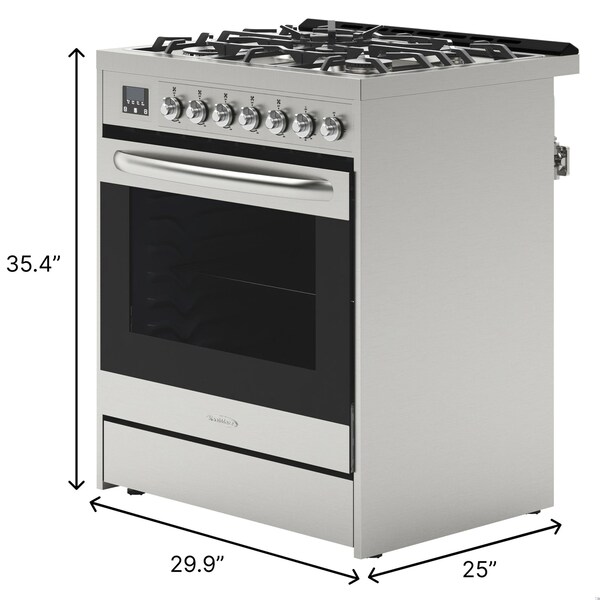 Koolmore 30 in. Stainless-Steel Professional Gas Range, . - KM-FR30G-SS