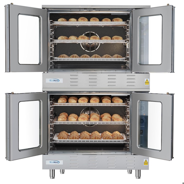 Koolmore 38 in. Full Size Double Commercial Natural Gas Convection Oven 108,000 BTU Total with Stacking Kit - KM-DCCO54-NG