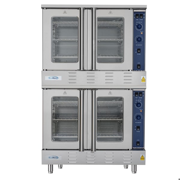 Koolmore 38 in. Full Size Double Commercial Natural Gas Convection Oven 108,000 BTU Total with Stacking Kit - KM-DCCO54-NG
