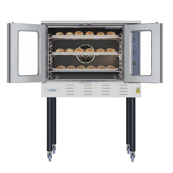 Koolmore 38 in. Full Size Single Deck Commercial Natural Gas Convection Oven 54,000 BTU with Casters - KM-CCO54-NGC