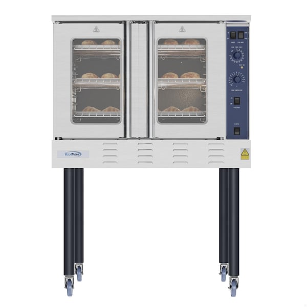 Koolmore 38 in. Full Size Single Deck Commercial Natural Gas Convection Oven 54,000 BTU with Casters - KM-CCO54-NGC