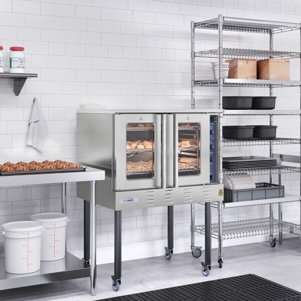 Koolmore 38 in. Full Size Single Deck Commercial Natural Gas Convection Oven 54,000 BTU with Casters - KM-CCO54-NGC