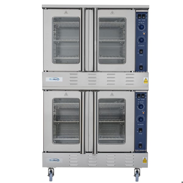 Koolmore 38 in. Full Size Double Commercial LP Convection Oven 108000 BTU Total w/ Stacking Kit and Casters - KM-DCCO54-LPC