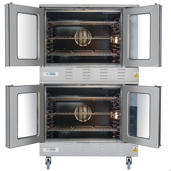 Koolmore 38 in. Full Size Double Commercial LP Convection Oven 108000 BTU Total w/ Stacking Kit and Casters - KM-DCCO54-LPC
