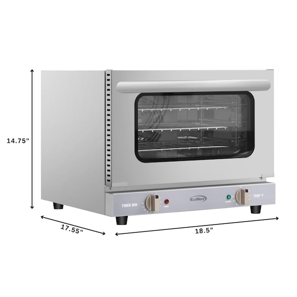 Koolmore 19 in. Countertop Convection Oven for Quarter-Size Pans with 3 Racks 1440W of Power Stainless-Steel - KM-CTCO-08