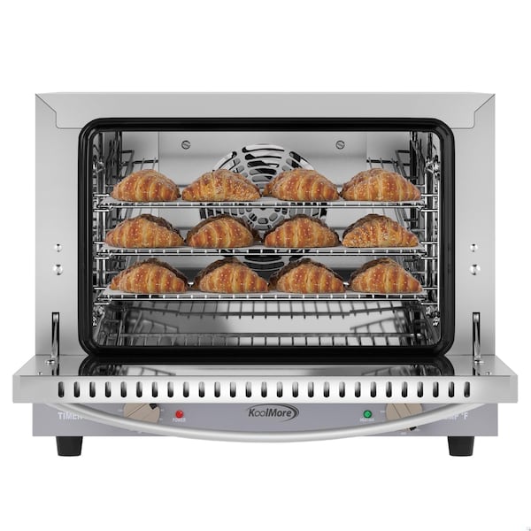 Koolmore 19 in. Countertop Convection Oven for Quarter-Size Pans with 3 Racks 1440W of Power Stainless-Steel - KM-CTCO-08