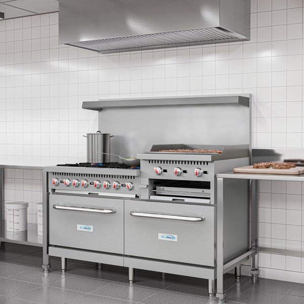 Koolmore 60 in. Commercial LP Range with 24 in. Griddle and Broiler in Stainless-Steel - KM-CRGB60-LP