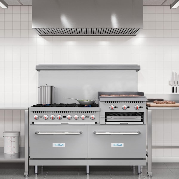Koolmore 60 in. Commercial LP Range with 24 in. Griddle and Broiler in Stainless-Steel - KM-CRGB60-LP