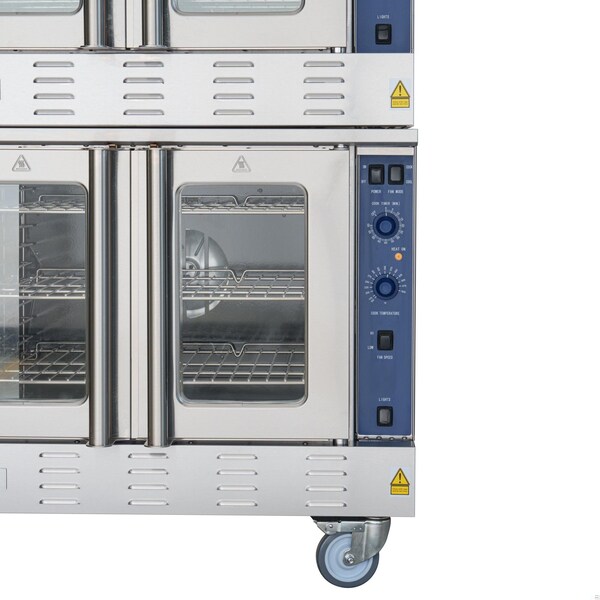 Koolmore 38 in. Full Size Double Natural Gas Convection Oven 108,000 BTU Total with Stacking Kit and Casters - KM-DCCO54-NGC