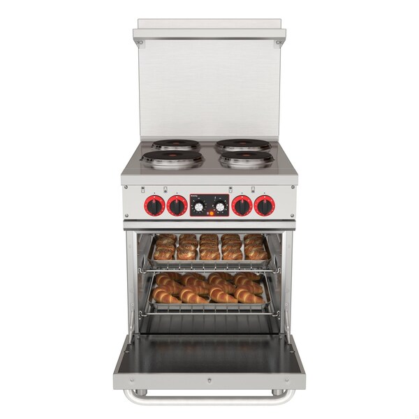 Koolmore 24 In. Commercial Electric Range with 4 Burners and 1 Standard Electric Oven - 208V 3 Phase - KM-CR24-E