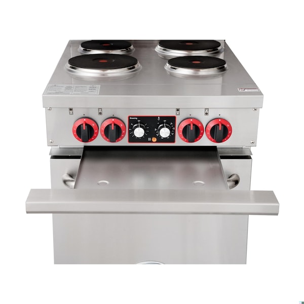 Koolmore 24 In. Commercial Electric Range with 4 Burners and 1 Standard Electric Oven - 208V 3 Phase - KM-CR24-E