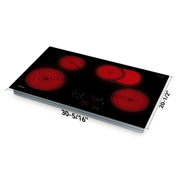 Tecasa 30-in 4 Burners Smooth Surface (Radiant) Black Electric Cooktop with Bridge Element - MT-T47364RT