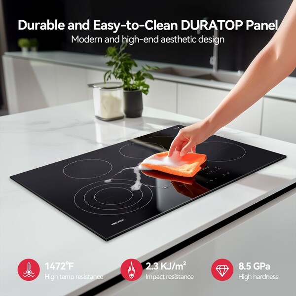 Tecasa 30-in 4 Burners Smooth Surface (Radiant) Black Electric Cooktop with Bridge Element - MT-T47364RT