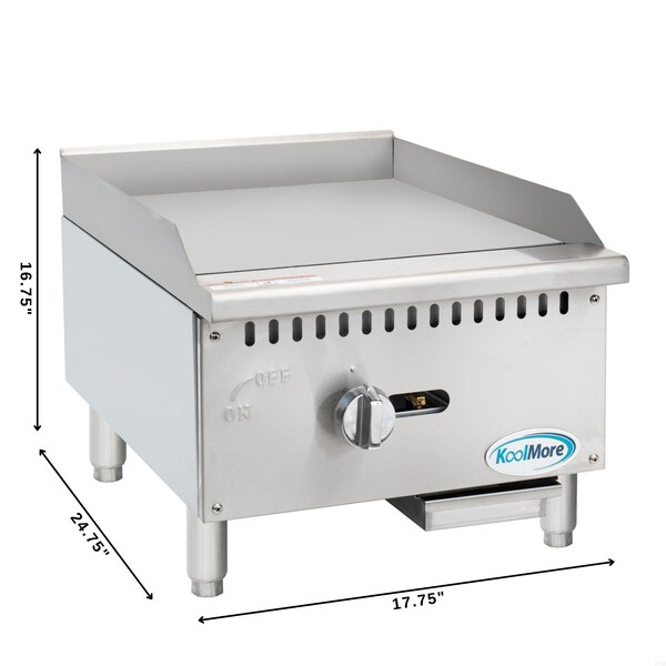 Koolmore 18 in. Natural Gas 1-Burner Griddle with 30,000 BTU in Stainless-Steel KM-GG1-18M - KM-GG1-18M