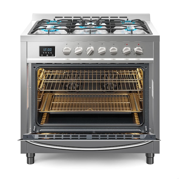 Koolmore 36 Inch Professional Dual Fuel range Stainless Steel with Legs - KM-FR36DF-SS