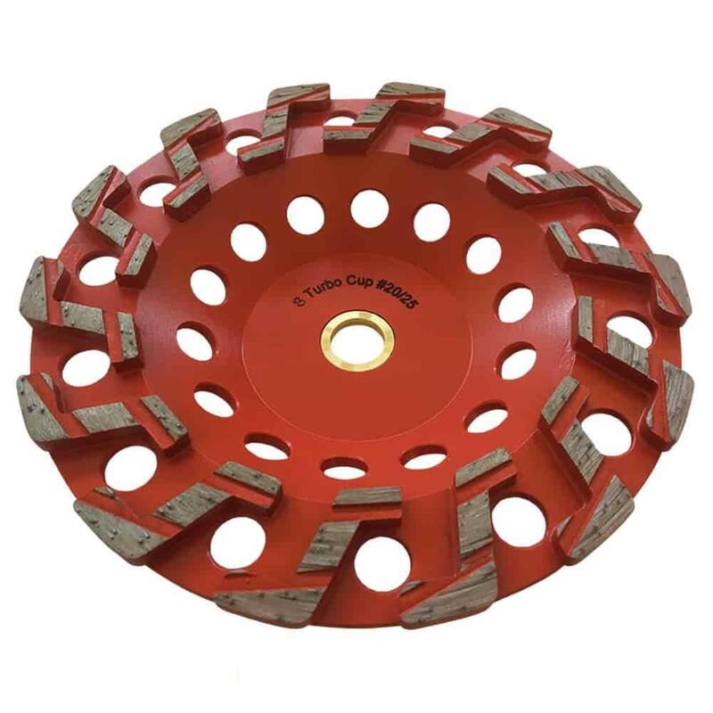 Rueda de rectificado de diamante agresiva de alto rendimiento de 7 pulgadas, 20/25 de grano, segmento S, 7/8 pulgadas 5/8 pulgadas, eje no roscado - ZWP0700A7_THD