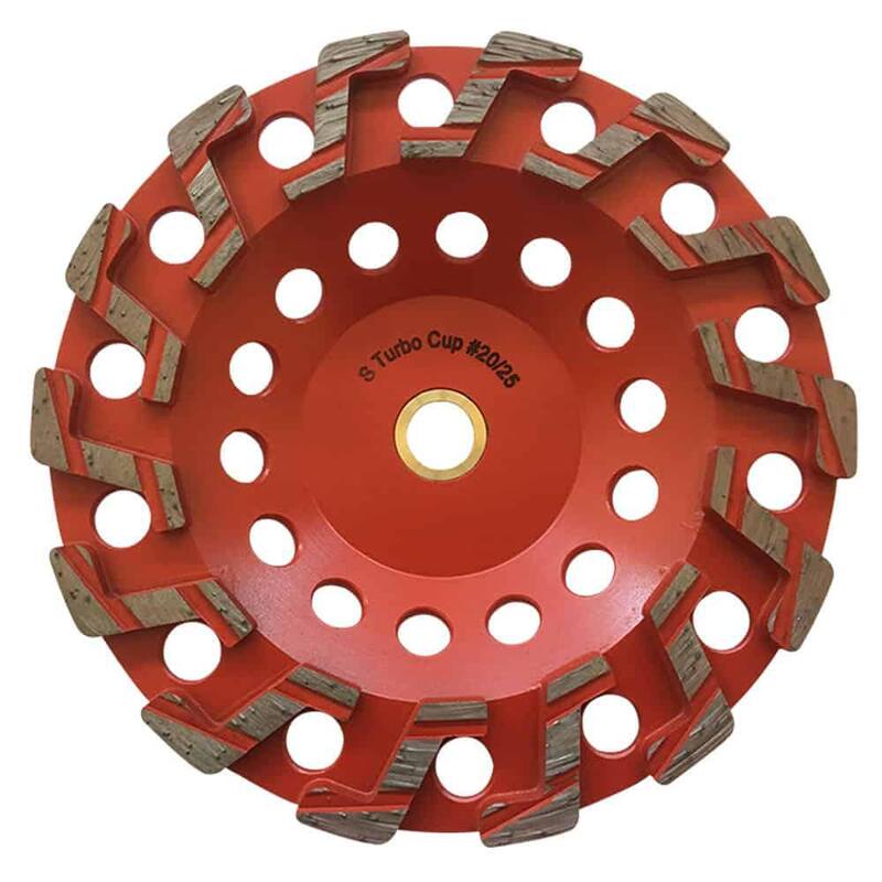 Rueda de rectificado de diamante agresiva de alto rendimiento de 7 pulgadas, 20/25 de grano, segmento S, 7/8 pulgadas 5/8 pulgadas, eje no roscado - ZWP0700A7_THD