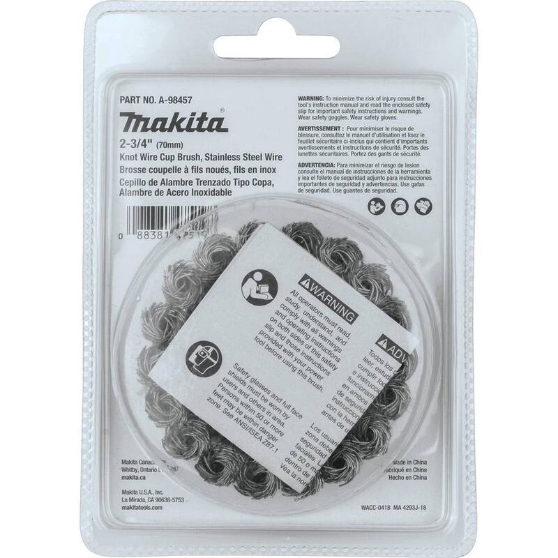 Brocha de copa de alambre de nudos de acero inoxidable Makita M10 x 1.25 in. x 2-3/4 in. - A-98457