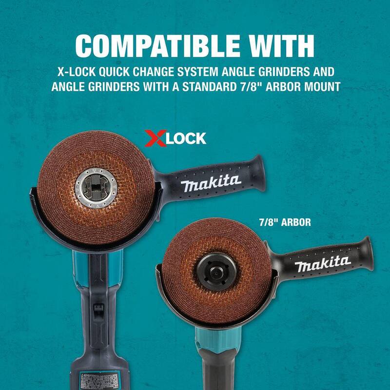 Makita X-LOCK 5 pulgadas x 1/4 pulgadas x 7/8 pulgadas 36-Grit Tipo 27 Rueda de Rectificado Abrasivo de Uso General para Metal - E-00452