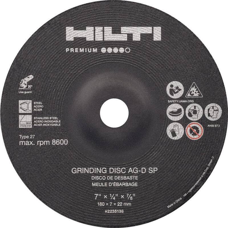 Rueda de esmerilado de zirconio premium tipo 27 AG-D SP de Hilti de 6 pulg. x 1/4 x 7/8 pulg. (paquete de 10) - 2235137