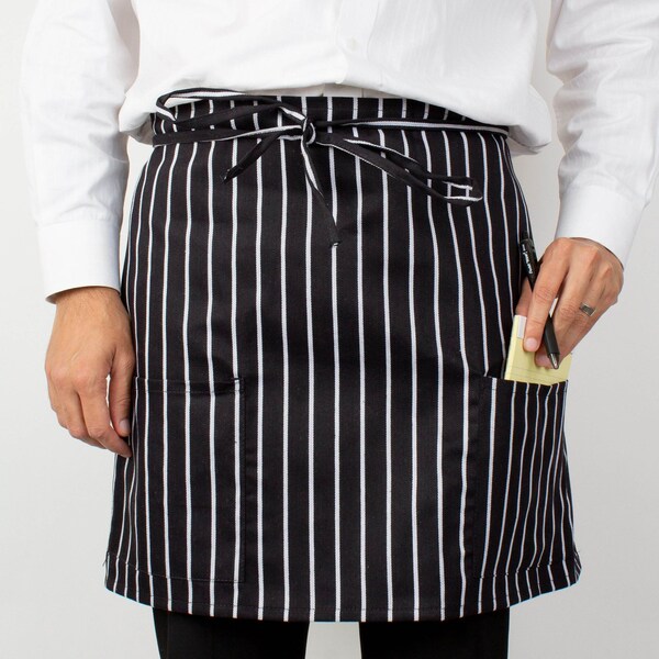 Monarch Half Bistro Aprons Chalk Stripe , 12PK - BISTROHLF-CHS