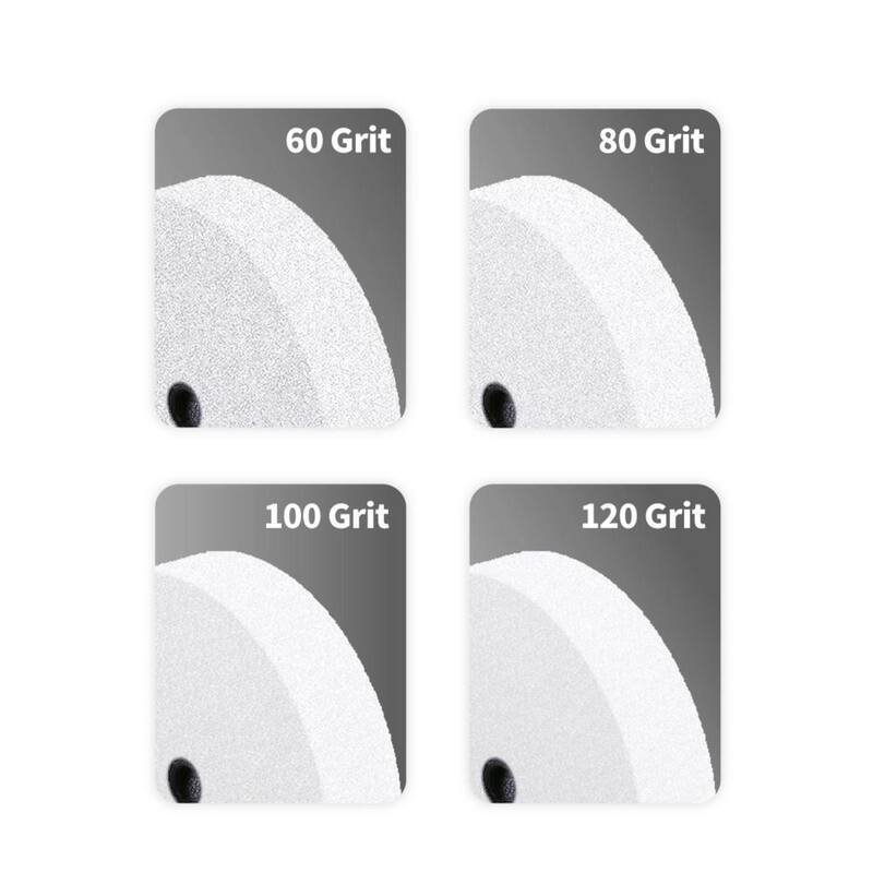 Ruedas de esmeril de óxido de aluminio de 8 pulg. x 1 pulg. x 5/8 pulg. de 36 y 100 granos (Blanco) para amoladora de banco - 15527