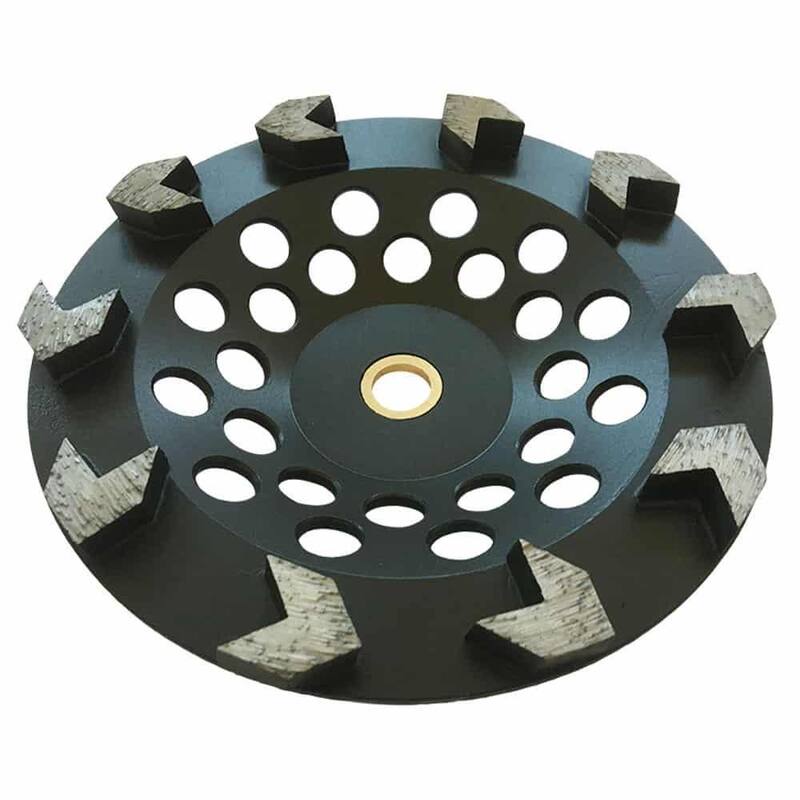 Rueda de esmerilado de diamante agresiva de alto rendimiento de 7 pulgadas, grano #30/40, segmento de flecha, eje roscado no roscado de 7/8 a 5/8 pulgadas - AWP0710A7_THD