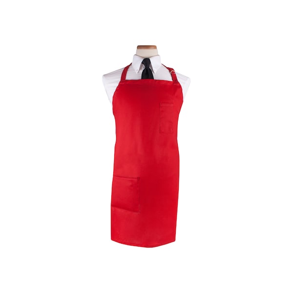 Ritz Chef's LinePRO Bib Apron 11.5" neckline 32" wide waist + 35" strings 32.5" Red - CL2PBIARD-1